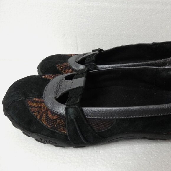 Taos Women's 7 Black Suede Slip On Loafers Arch Support Floral Detail - Picture 2 of 9